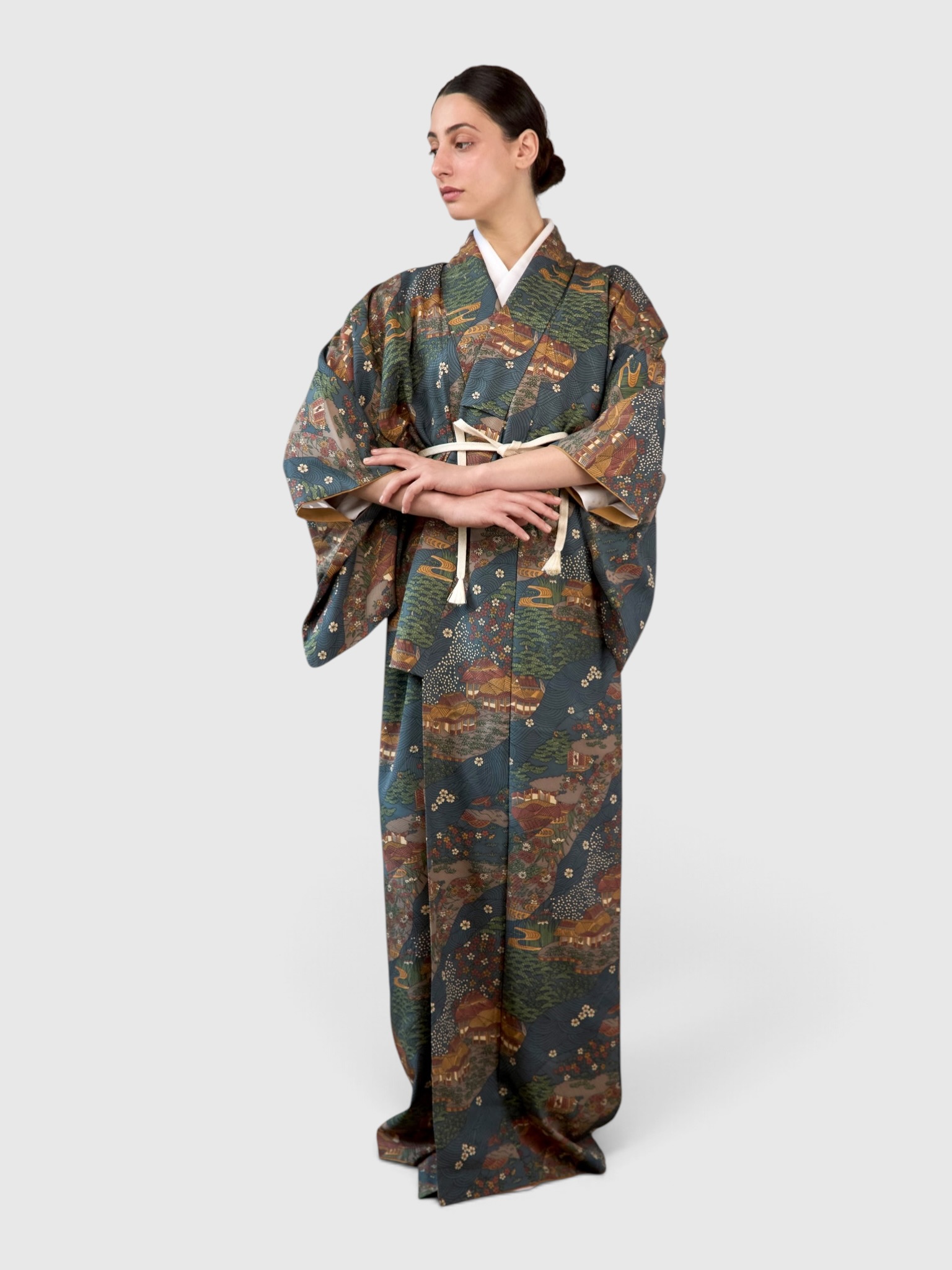 Кимоно комон с пейзажным орнаментом - Image 2