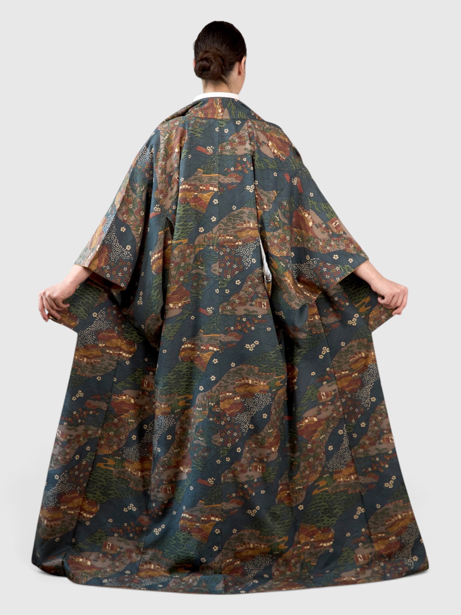 Кимоно комон с пейзажным орнаментом - Image 4